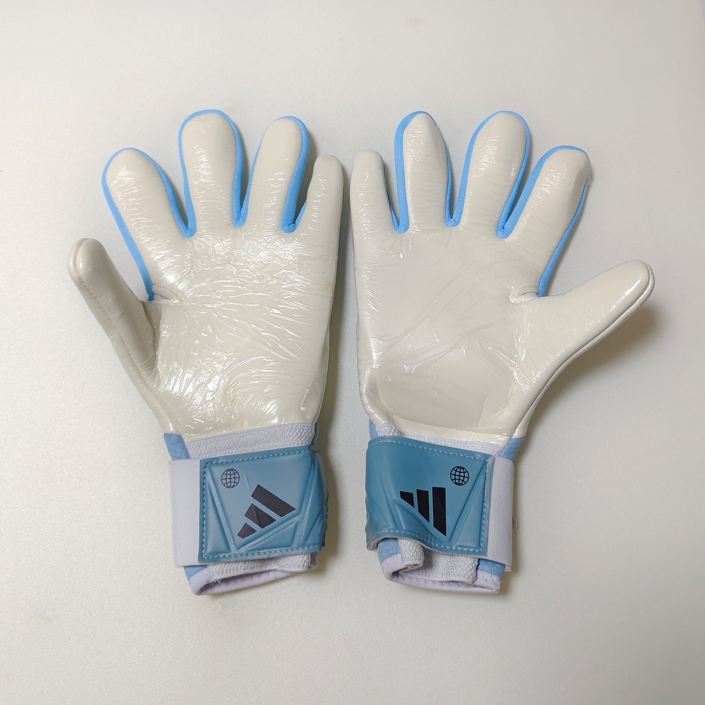 adidas gloves baby blue and white