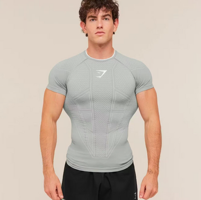 Gymshark Onyx V1 T-Shirt – Black / Onyx Grey / Brand Blue