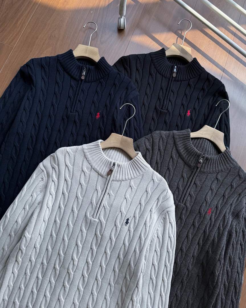 Ralph Lauren Cable-Knit Half-Zip Stand-Collar Sweater RL2502