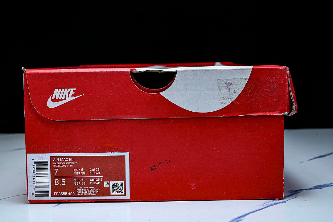FB9658-400 AIR MAX 90 MIDNIGHT NAVY/BLACK/GUM MEDIUM BROWN/WHITE