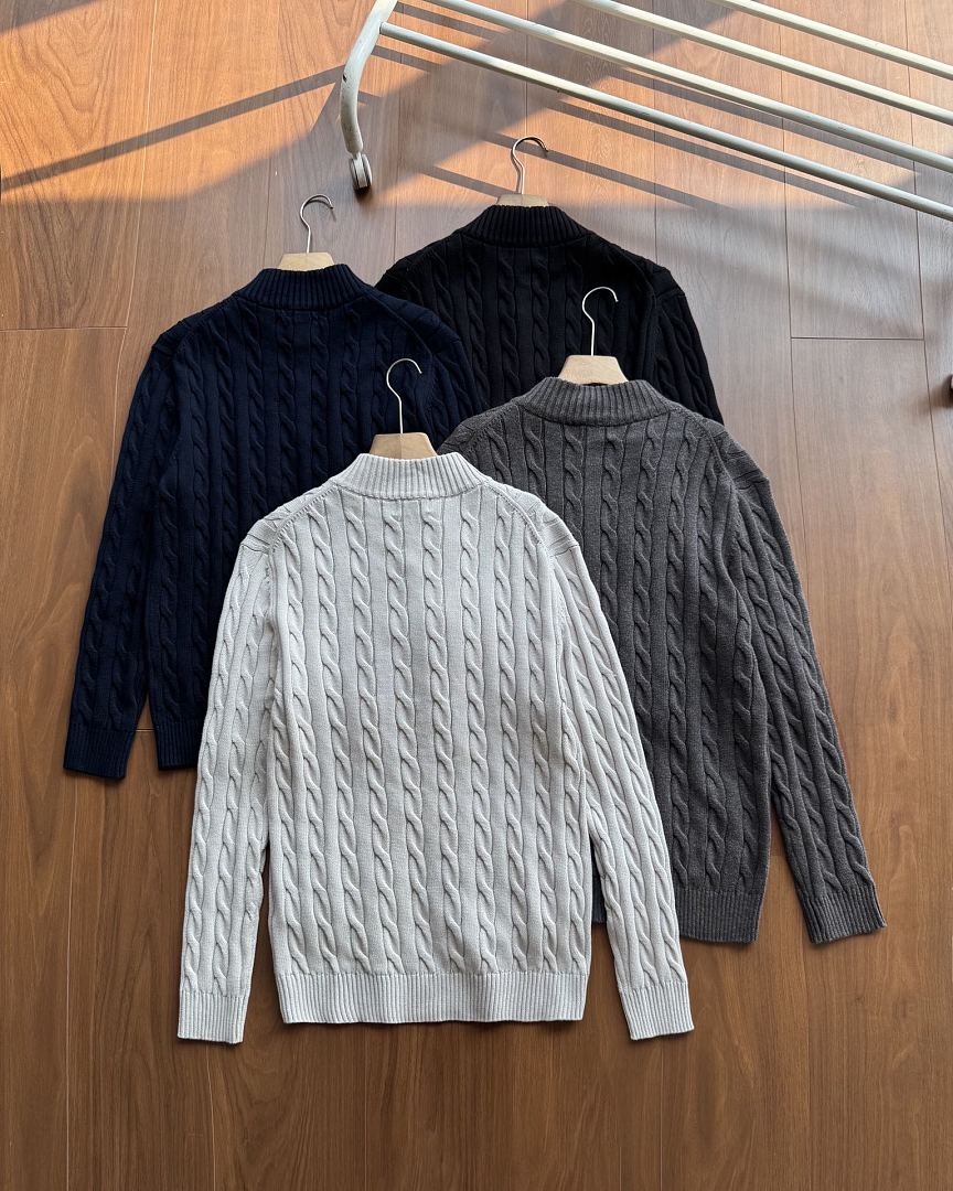 Ralph Lauren Cable-Knit Half-Zip Stand-Collar Sweater RL2502