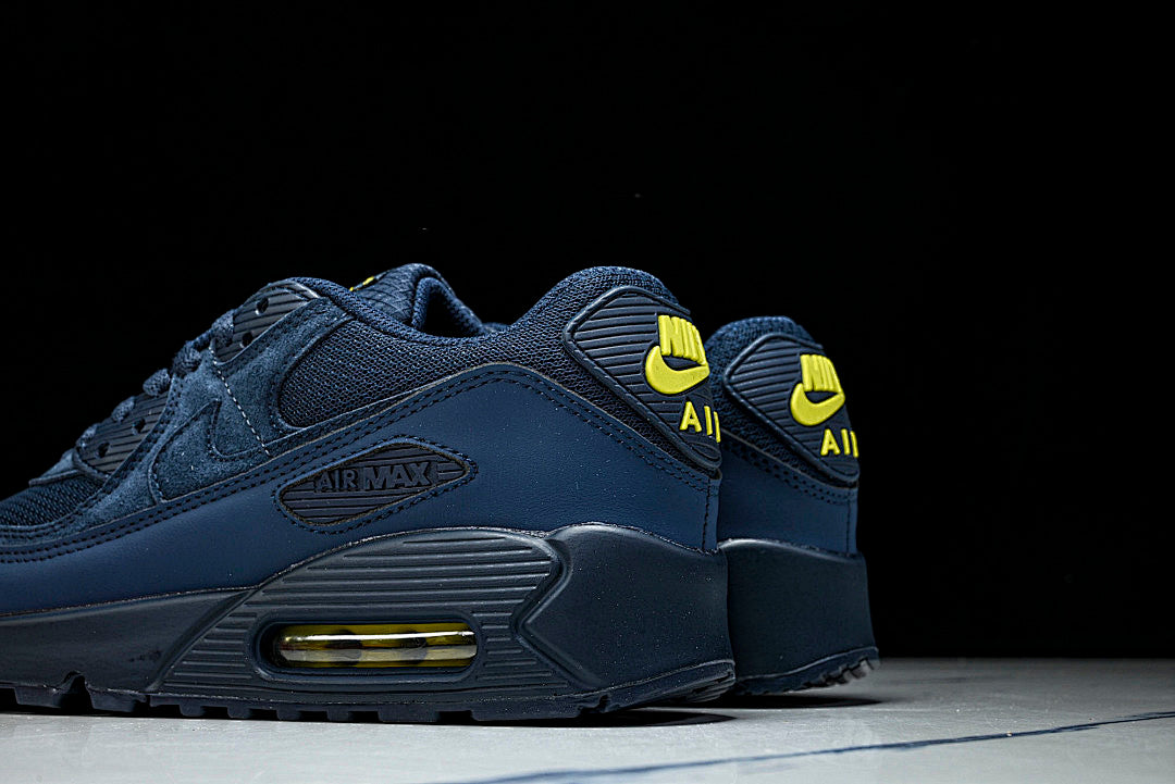 DM0029-401 AIR MAX 90 RETRO AIR CUSHIONED RUNNING SHOES NAVY BLUE/BLACK