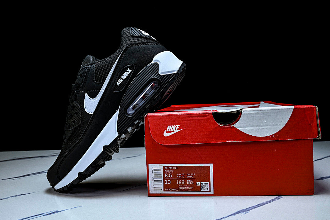 DH8010-002 AIR MAX 90 RETRO AIR CUSHIONED RUNNING SHOES BLACK/WHITE