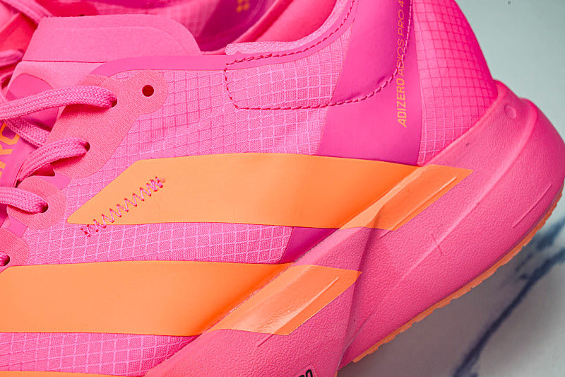 KJ3062 ADIZERO ADIOS 4 M LOW-TOP RUNNING SHOES PINK/ORANGE/PINK
