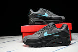 IF0670-002 AIR MAX 90 RETRO AIR CUSHIONED RUNNING SHOES BLACK/ANTHRACITE/SKY BLUE