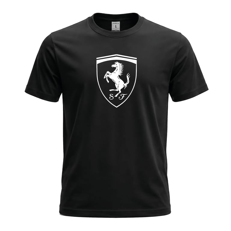 Ferrari White Logo Black T-Shirt