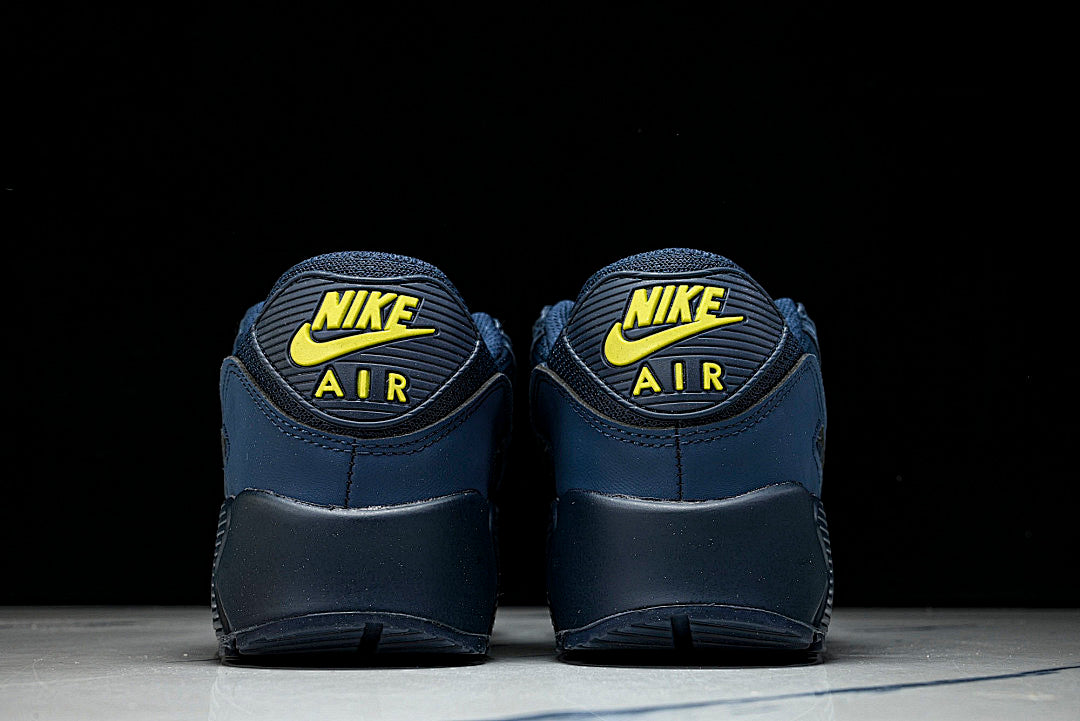 DM0029-401 AIR MAX 90 RETRO AIR CUSHIONED RUNNING SHOES NAVY BLUE/BLACK