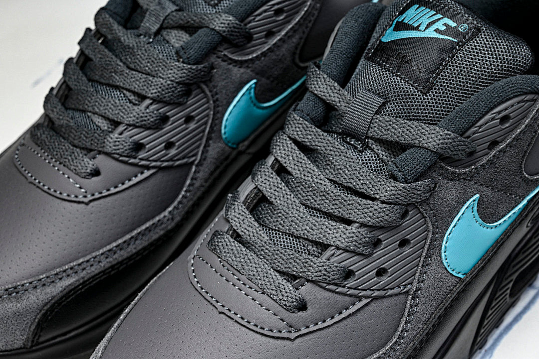 IF0670-002 AIR MAX 90 RETRO AIR CUSHIONED RUNNING SHOES BLACK/ANTHRACITE/SKY BLUE