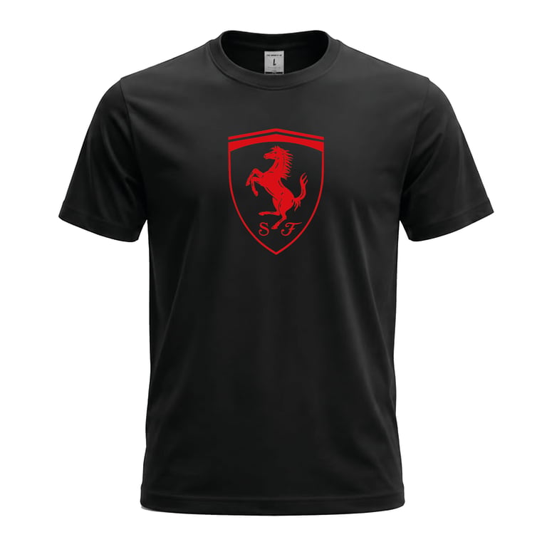 Ferrari Red Logo Black T-Shirt