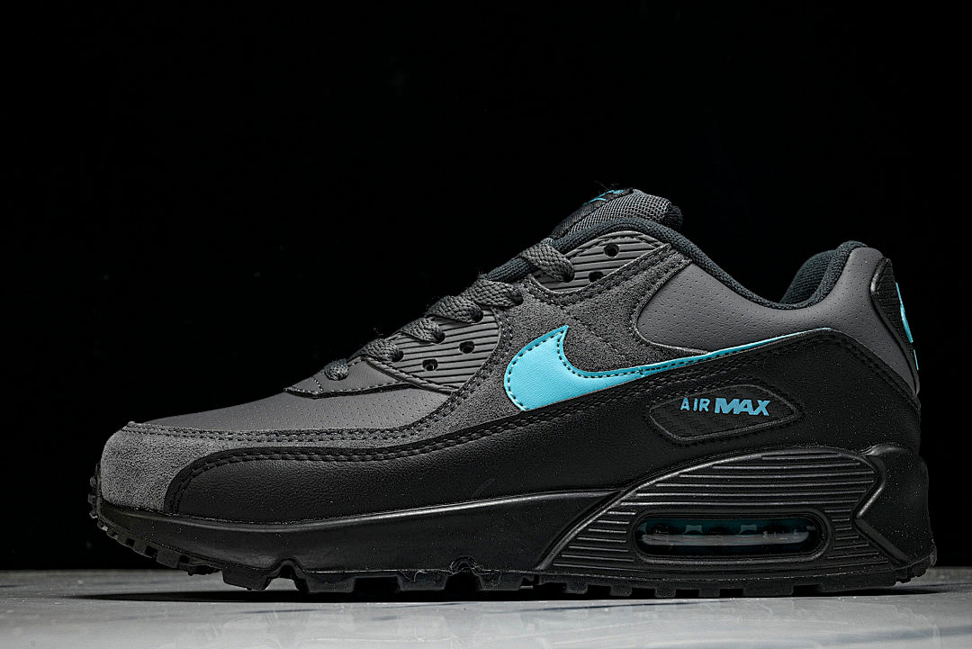 IF0670-002 AIR MAX 90 RETRO AIR CUSHIONED RUNNING SHOES BLACK/ANTHRACITE/SKY BLUE