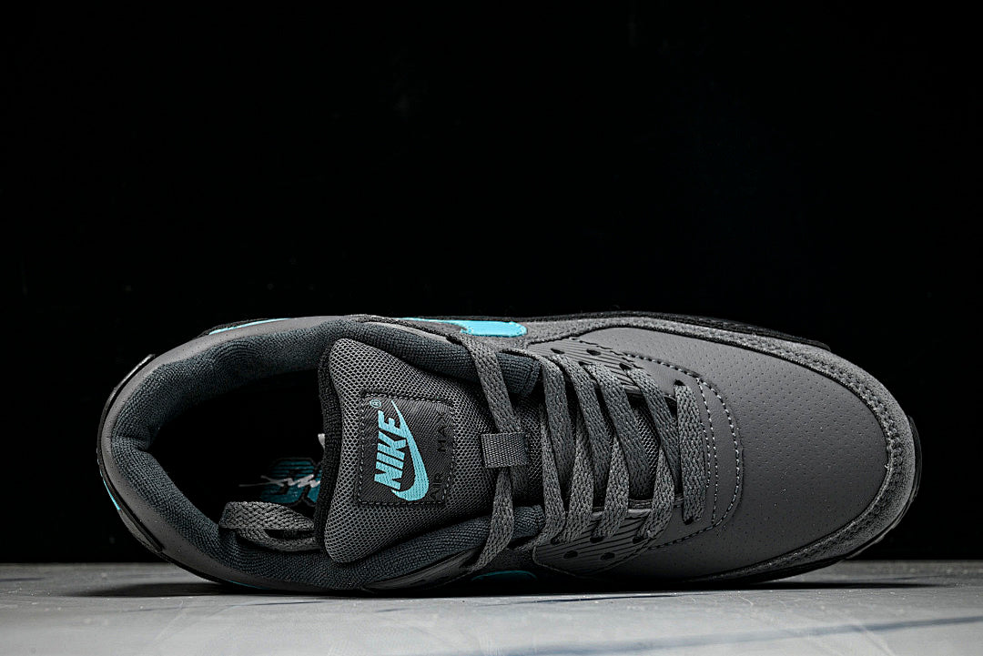 IF0670-002 AIR MAX 90 RETRO AIR CUSHIONED RUNNING SHOES BLACK/ANTHRACITE/SKY BLUE