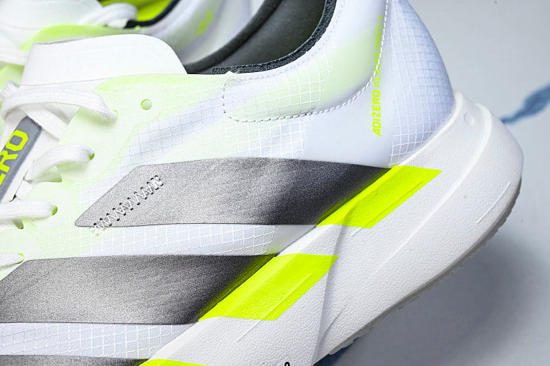 KJ7036 ADIZERO ADIOS 4 M LOW-TOP RUNNING SHOES WHITE/GREY/GREEN