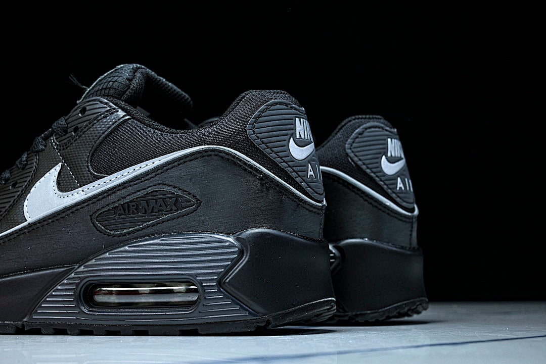 HV4517-002 AIR MAX 90 RETRO AIR CUSHIONED RUNNING SHOES BLACK/LIGHT GRAY