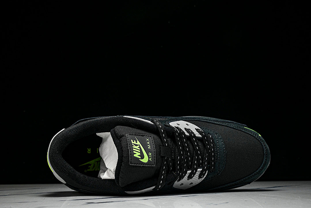 【250】FQ2377-001 AIR MAX 90 RETRO AIR CUSHIONED RUNNING SHOES BLACK/LIGHT GRAY/GREEN