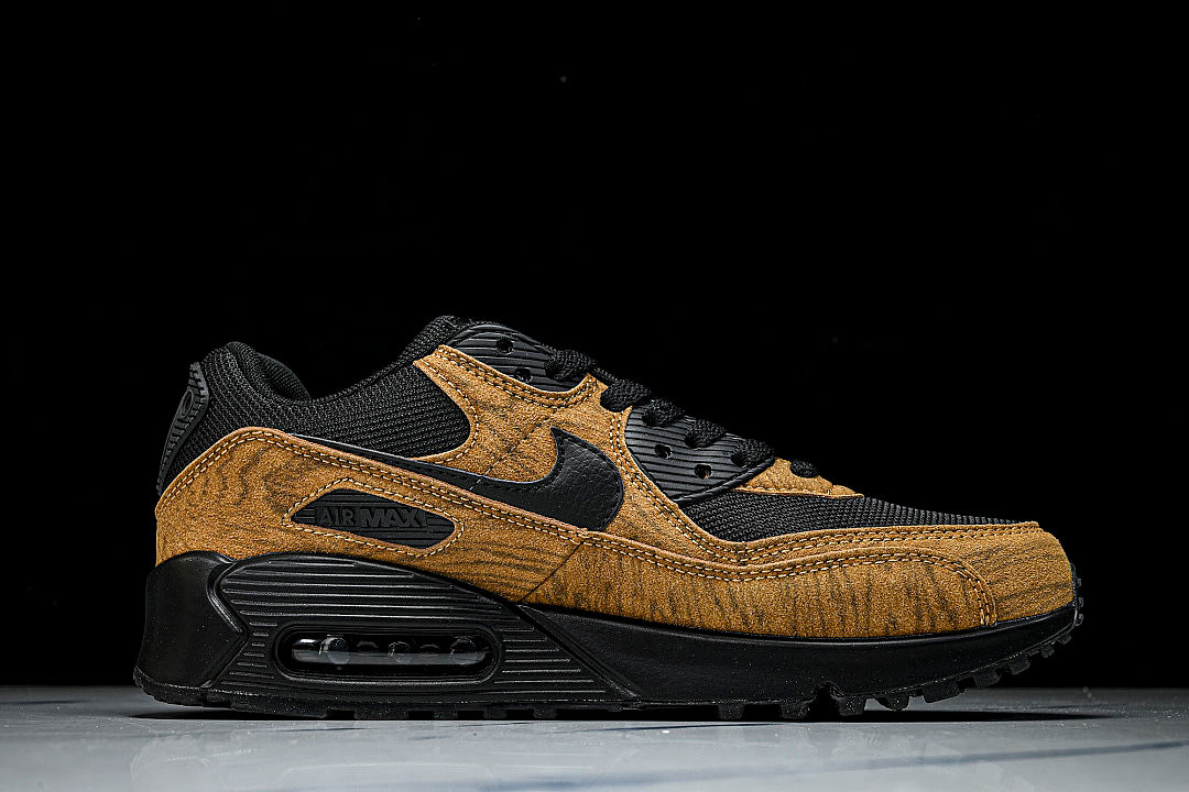 IQ0283-281 AIR MAX 90 RETRO AIR CUSHIONED RUNNING SHOES COFFEE/BLACK