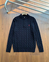 Ralph Lauren Cable-Knit Half-Zip Stand-Collar Sweater RL2502