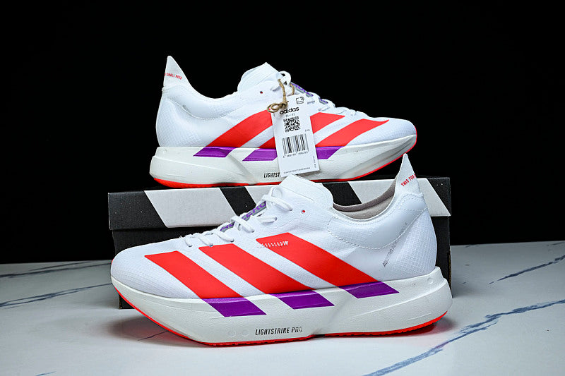 KZ9020 ADIZERO ADIOS PRO 4 FOOTWEAR WHITE/LUCID RED/SHOCK PURPLE
