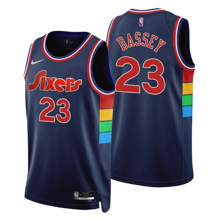 Sixers dark blue 23 bassey jersey