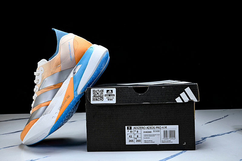 KH6360 ADIZERO ADIOS 4 M LOW-TOP RUNNING SHOES ORANGE/SILVER/BLUE/WHITE