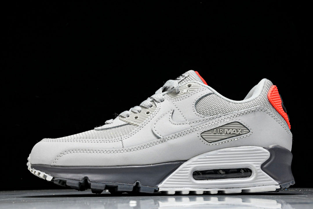 DC4466-001 AIR MAX 90 TRENDY COUPLE LOW TOP AIR CUSHIONED CASUAL LIGHT GRAY/DARK GRAY/ORANGE