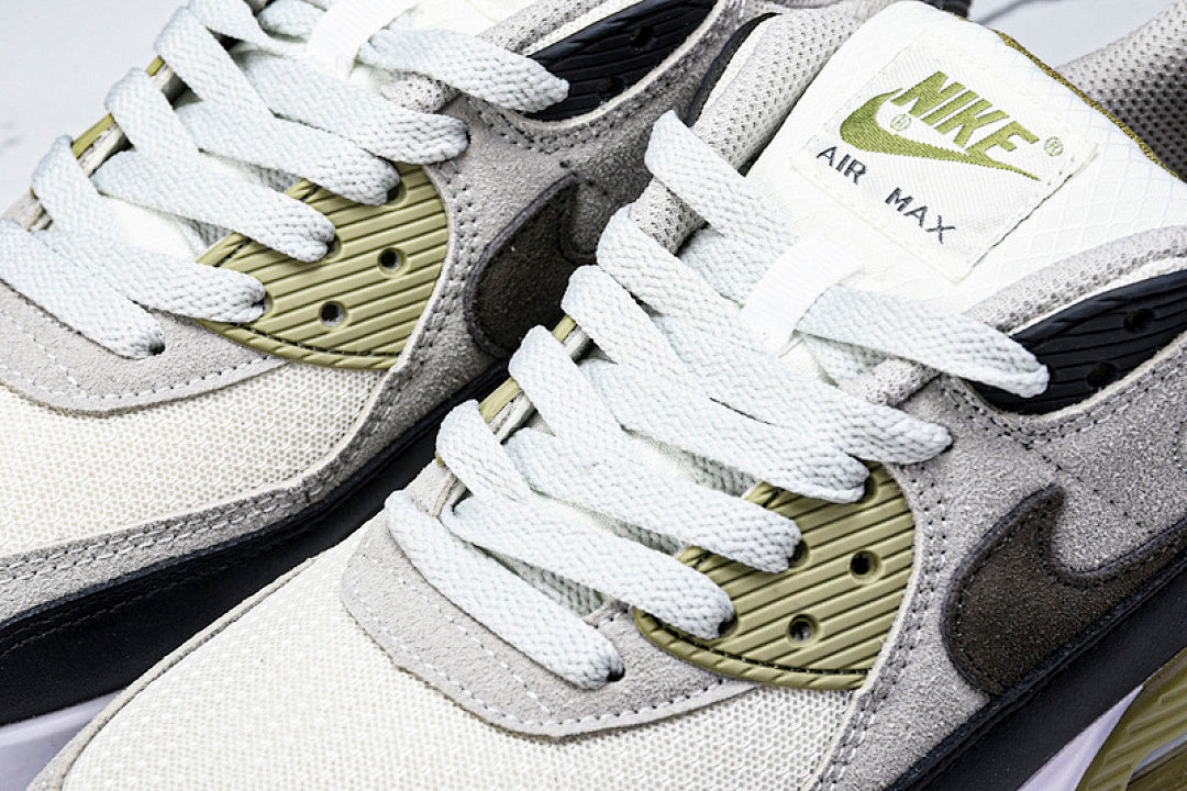 DM0029-011 AIR MAX 90 RETRO AIR CUSHIONED RUNNING SHOES BLACK/WHITE/TEA GREEN