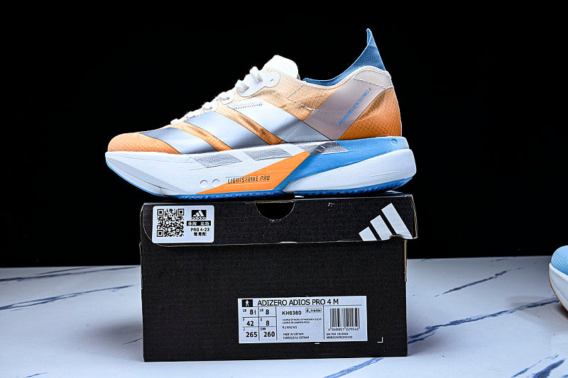 KH6360 ADIZERO ADIOS 4 M LOW-TOP RUNNING SHOES ORANGE/SILVER/BLUE/WHITE