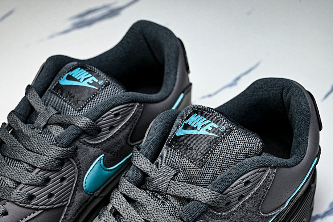IF0670-002 AIR MAX 90 RETRO AIR CUSHIONED RUNNING SHOES BLACK/ANTHRACITE/SKY BLUE