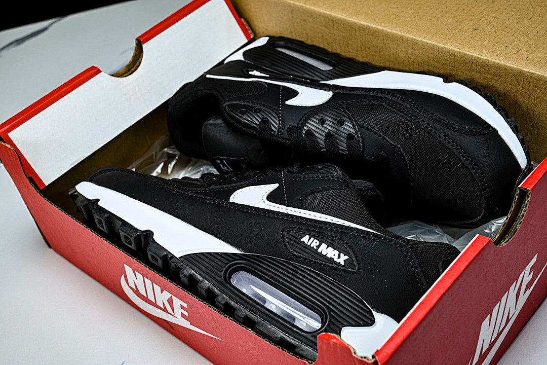DH8010-002 AIR MAX 90 RETRO AIR CUSHIONED RUNNING SHOES BLACK/WHITE