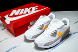 DM0029-119 AIR MAX 90 RETRO AIR CUSHIONED RUNNING SHOES LIGHT GRAY/WHITE/ORANGE