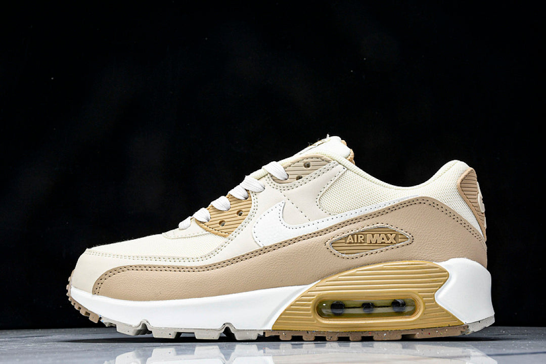 DH8010-004 AIR MAX 90 RETRO AIR CUSHIONED RUNNING SHOES BROWN POWDER/WHITE