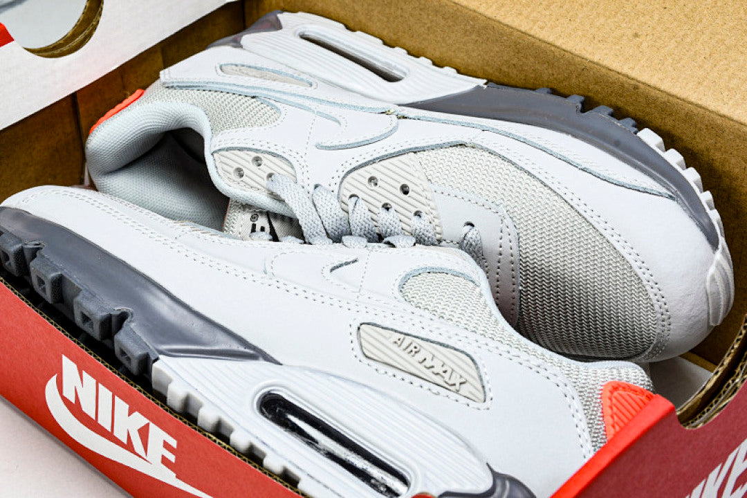 DC4466-001 AIR MAX 90 TRENDY COUPLE LOW TOP AIR CUSHIONED CASUAL LIGHT GRAY/DARK GRAY/ORANGE