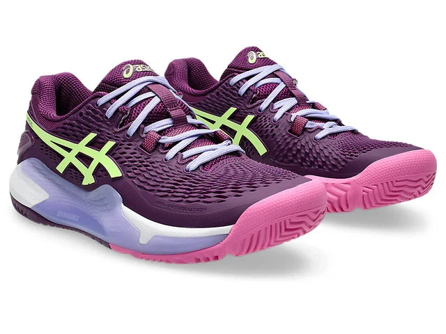 ASICS Gel-Resolution 9 Padel 'Deep Mauve Lime Green'