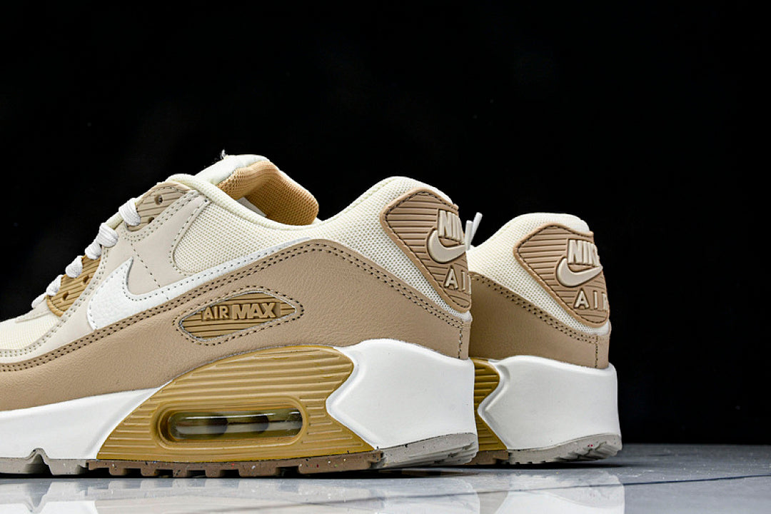 DH8010-004 AIR MAX 90 RETRO AIR CUSHIONED RUNNING SHOES BROWN POWDER/WHITE