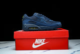 DM0029-401 AIR MAX 90 RETRO AIR CUSHIONED RUNNING SHOES NAVY BLUE/BLACK