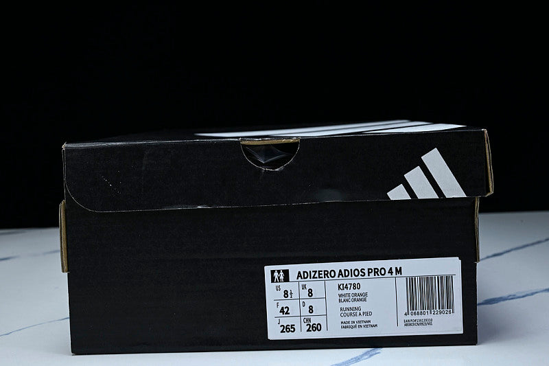 KI4780 ADIZERO ADIOS 4 M LOW-CUT RUNNING SHOES WHITE/ORANGE/BLACK