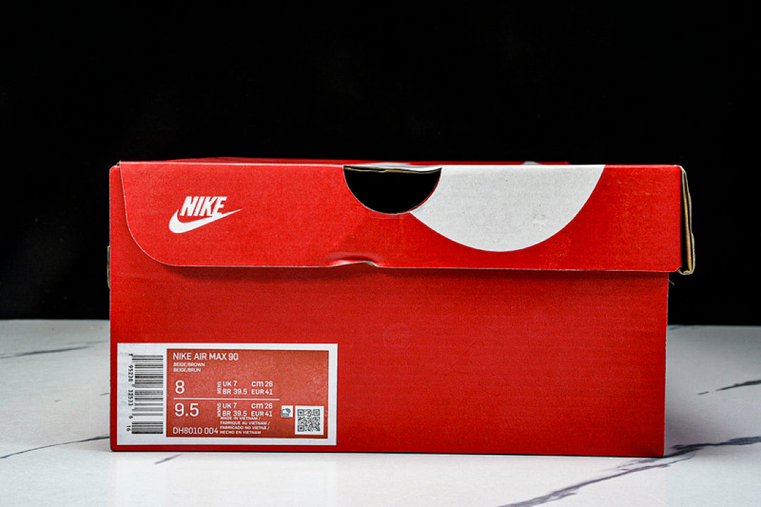 DH8010-004 AIR MAX 90 RETRO AIR CUSHIONED RUNNING SHOES BROWN POWDER/WHITE
