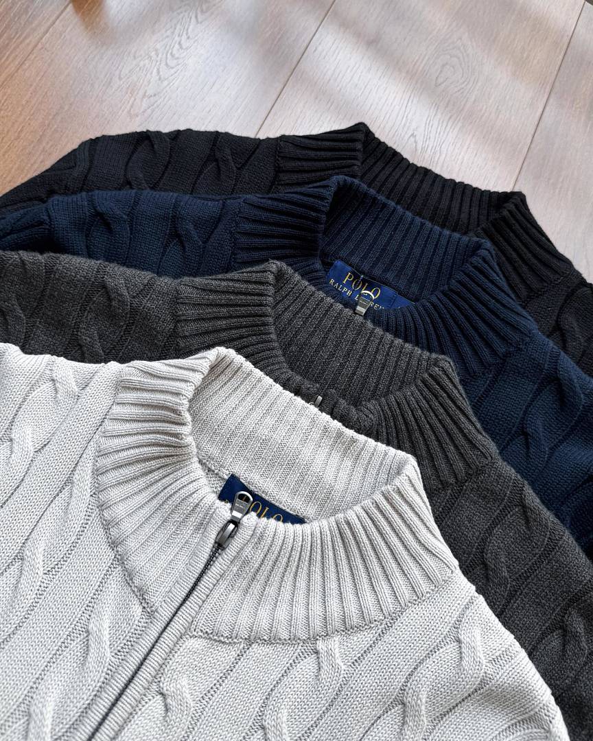 Ralph Lauren Cable-Knit Zip Stand-Collar Sweater RL2503
