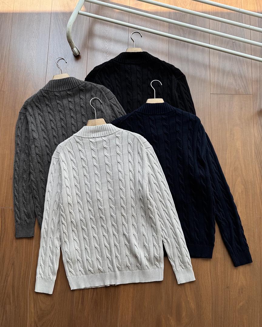 Ralph Lauren Cable-Knit Zip Stand-Collar Sweater RL2503
