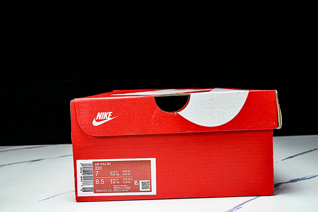 DM0029-401 AIR MAX 90 RETRO AIR CUSHIONED RUNNING SHOES NAVY BLUE/BLACK