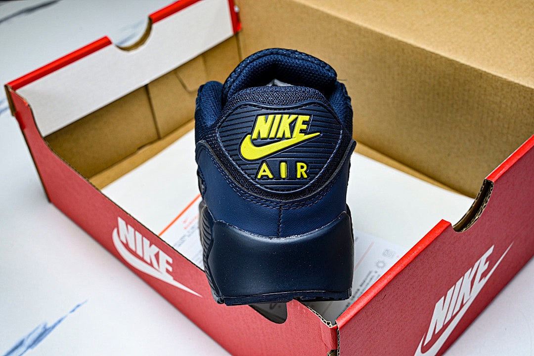 DM0029-401 AIR MAX 90 RETRO AIR CUSHIONED RUNNING SHOES NAVY BLUE/BLACK