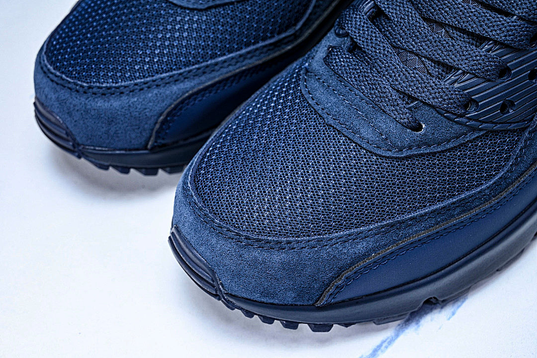 DM0029-401 AIR MAX 90 RETRO AIR CUSHIONED RUNNING SHOES NAVY BLUE/BLACK