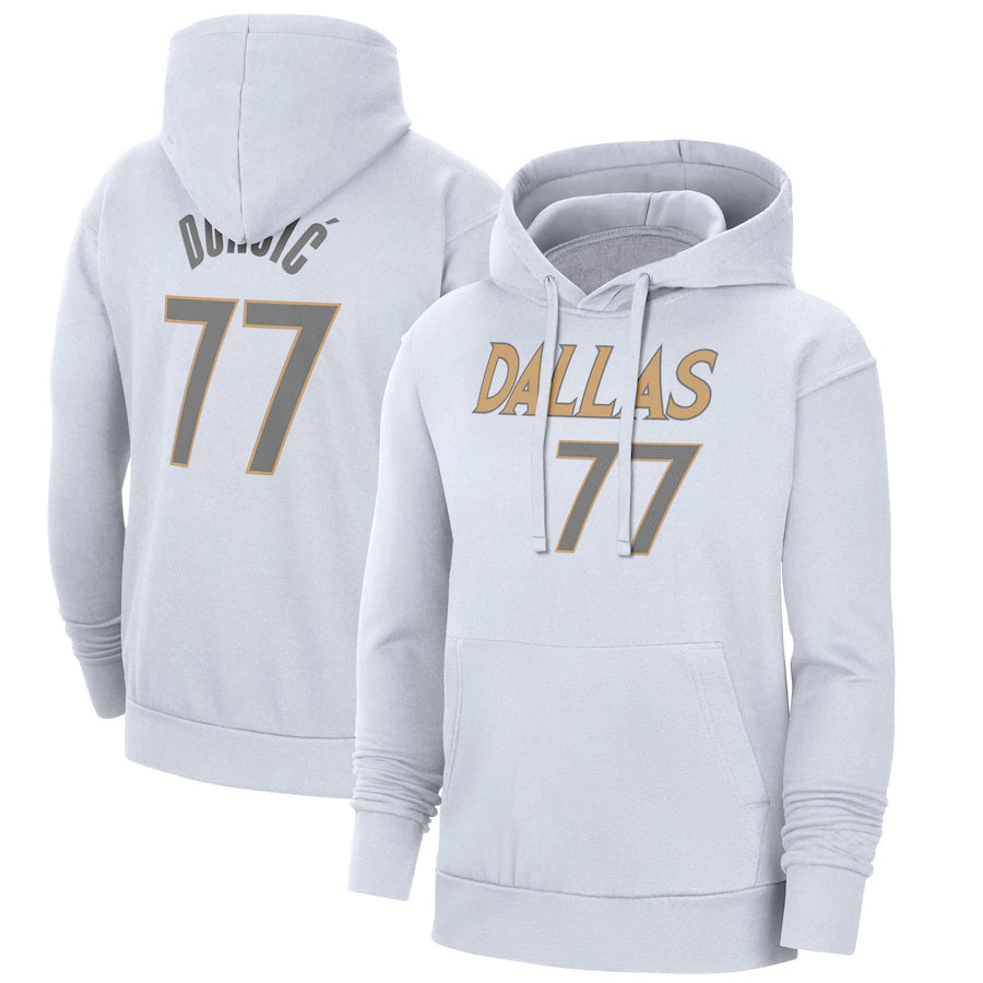 Dallas mavericks white 77 doncic hoodie