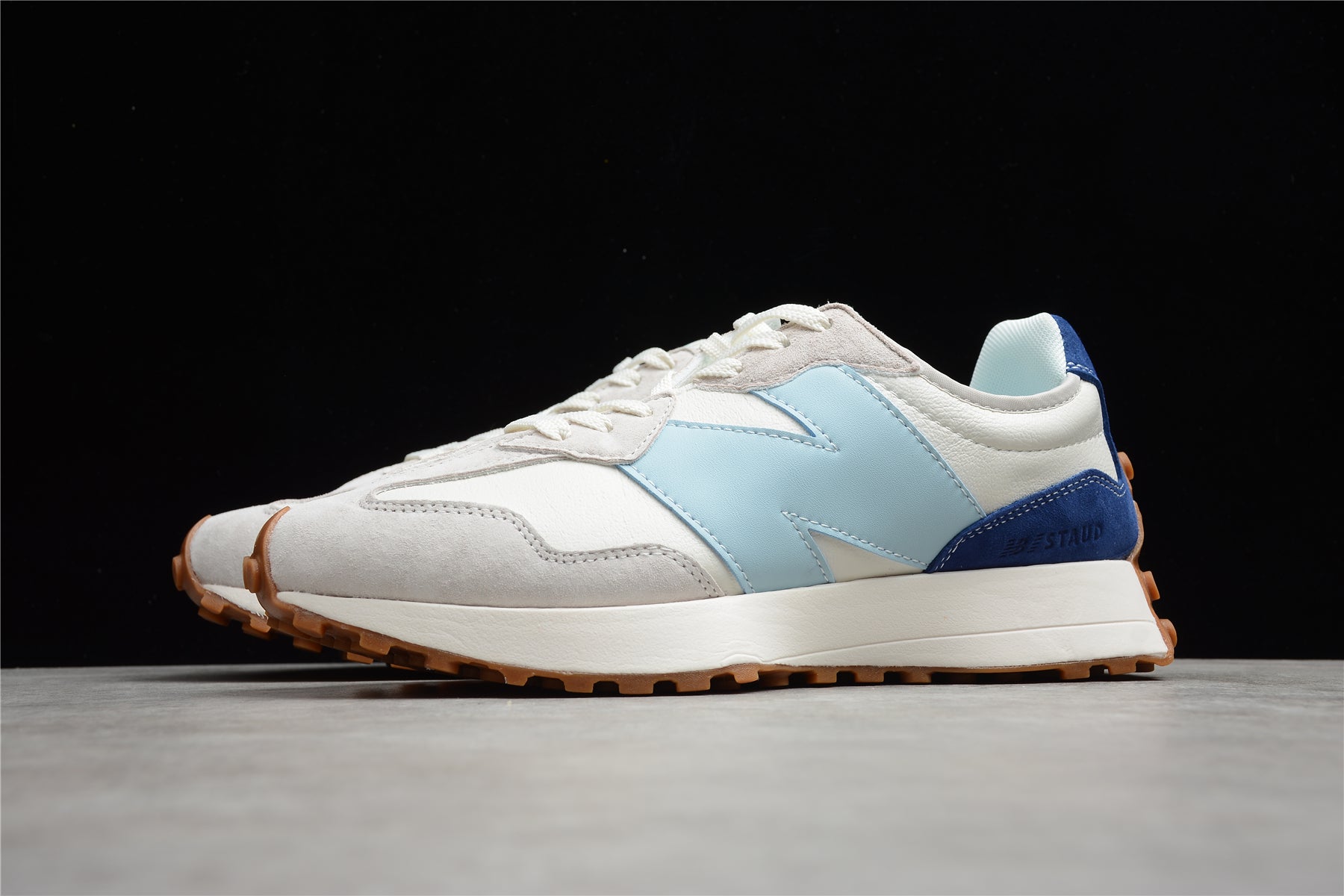 STAUD x New Balance 327 series summer men's and women's sports and leisure running shoes white blue