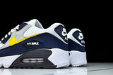 AJ1285-101 AIR MAX 90 RETRO AIR CUSHIONED RUNNING SHOES BLACK/WHITE/LIGHT GRAY/YELLOW