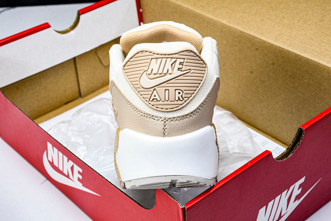 DH8010-004 AIR MAX 90 RETRO AIR CUSHIONED RUNNING SHOES BROWN POWDER/WHITE