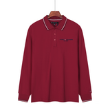 TommyEmbroideryLapel Long Sleeve Polo Shirt