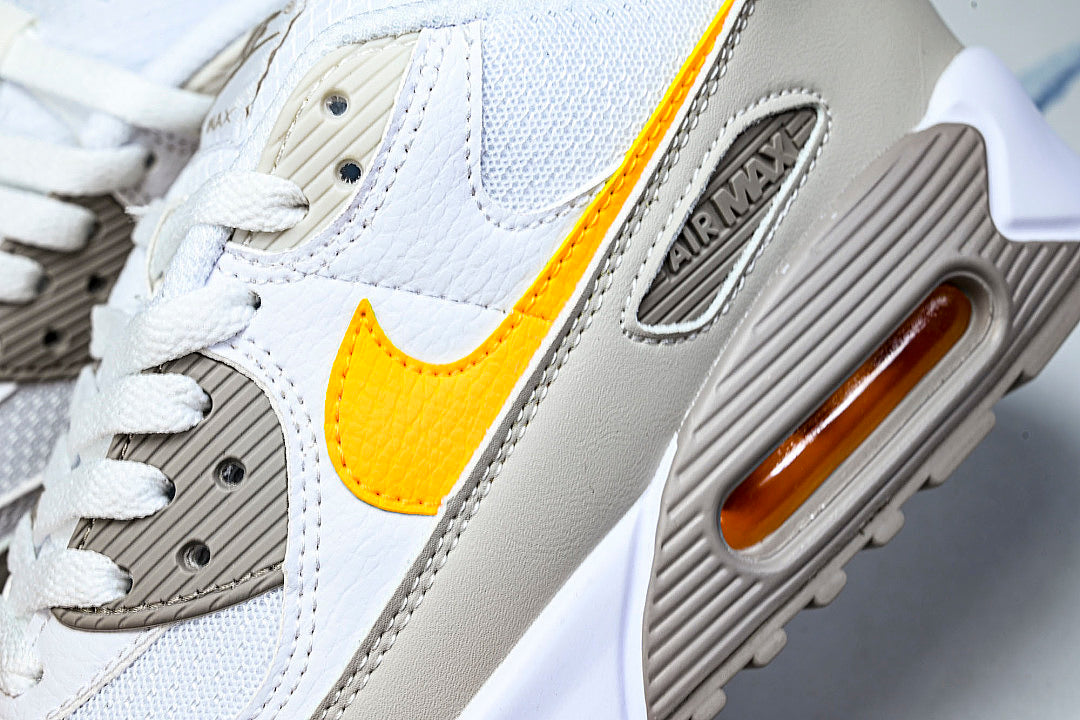 DM0029-119 AIR MAX 90 RETRO AIR CUSHIONED RUNNING SHOES LIGHT GRAY/WHITE/ORANGE