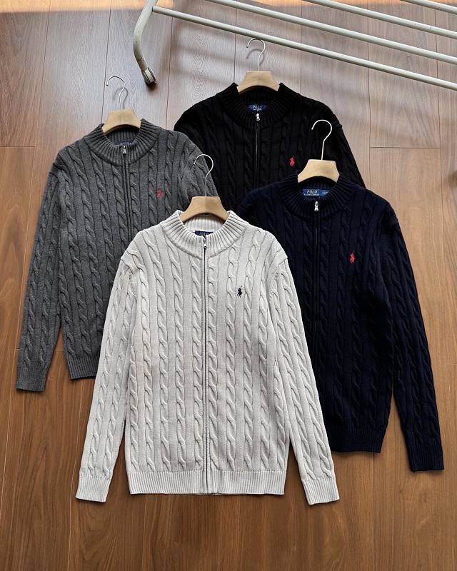 Ralph Lauren Cable-Knit Zip Stand-Collar Sweater RL2503