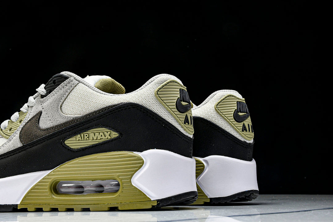 DM0029-011 AIR MAX 90 RETRO AIR CUSHIONED RUNNING SHOES BLACK/WHITE/TEA GREEN