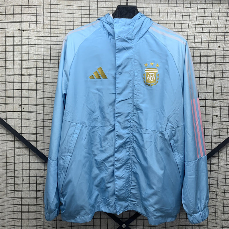 Argentina Light Blue Hooded Windbreaker